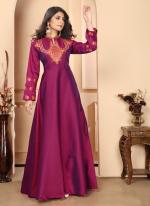 Triva Silk Rani Pink Party Wear Embroidery Work Readymade Gown